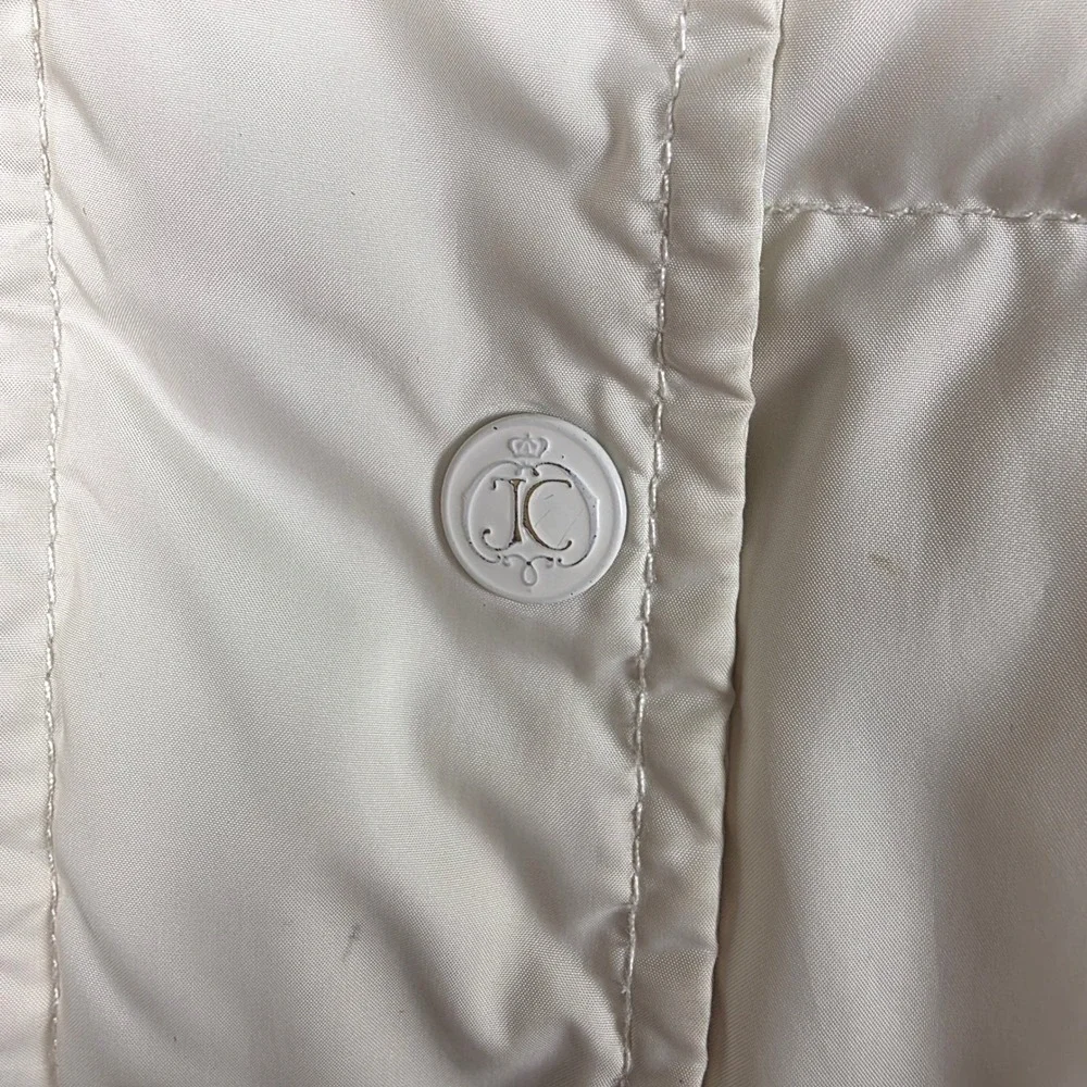 Juicy Couture Puffer Jacket Womens Medium Down Fill Cream Y2K Winter Coat‎ 2000s